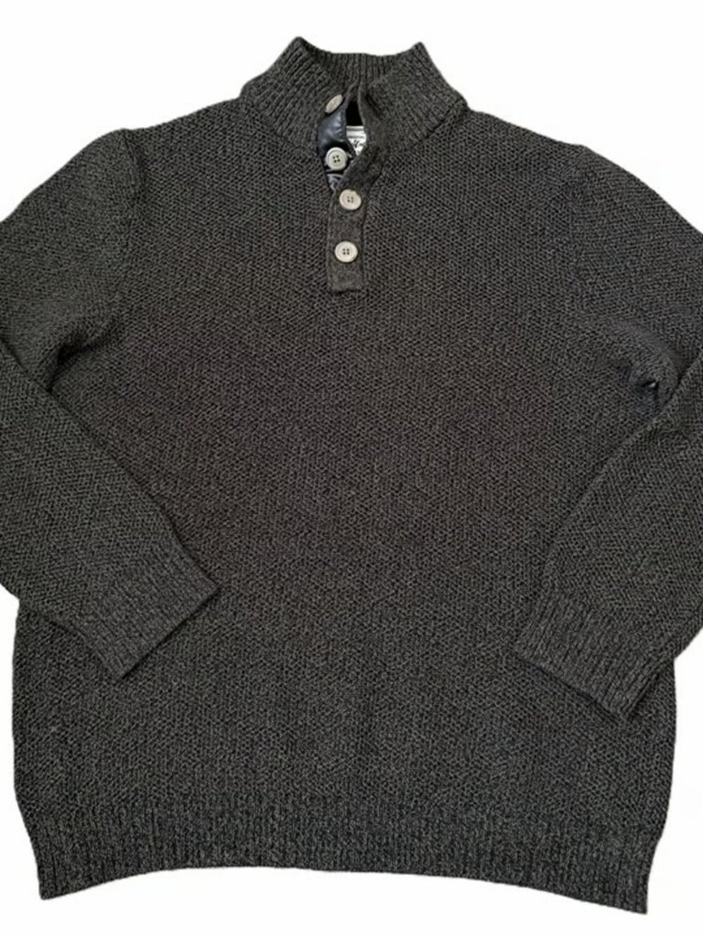 Flag & Anthem Men’s Large Dark Green Knit Sweater Button Long Sleeve Pullover